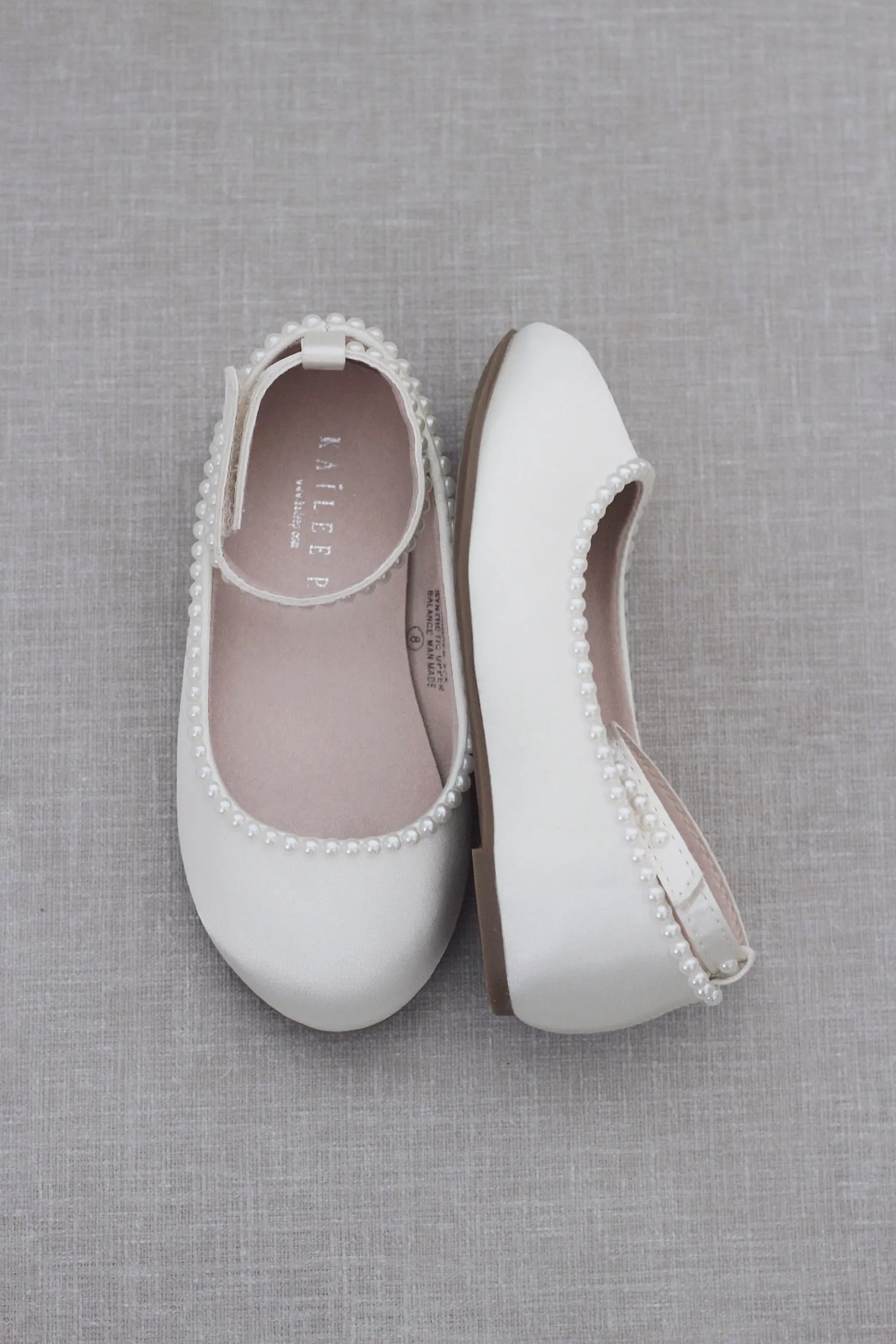 Ivory Satin Pearl Flats