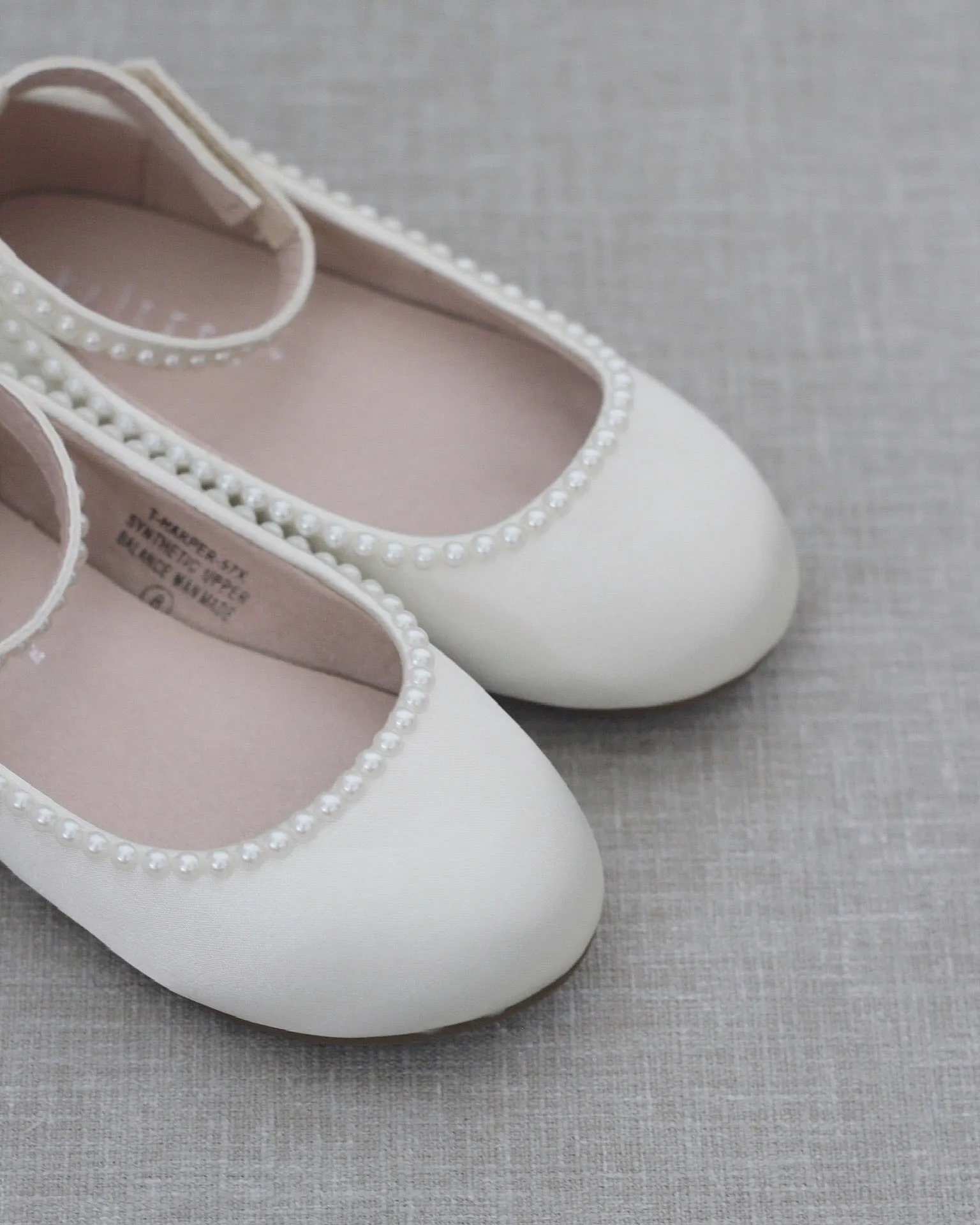 Ivory Satin Pearl Flats