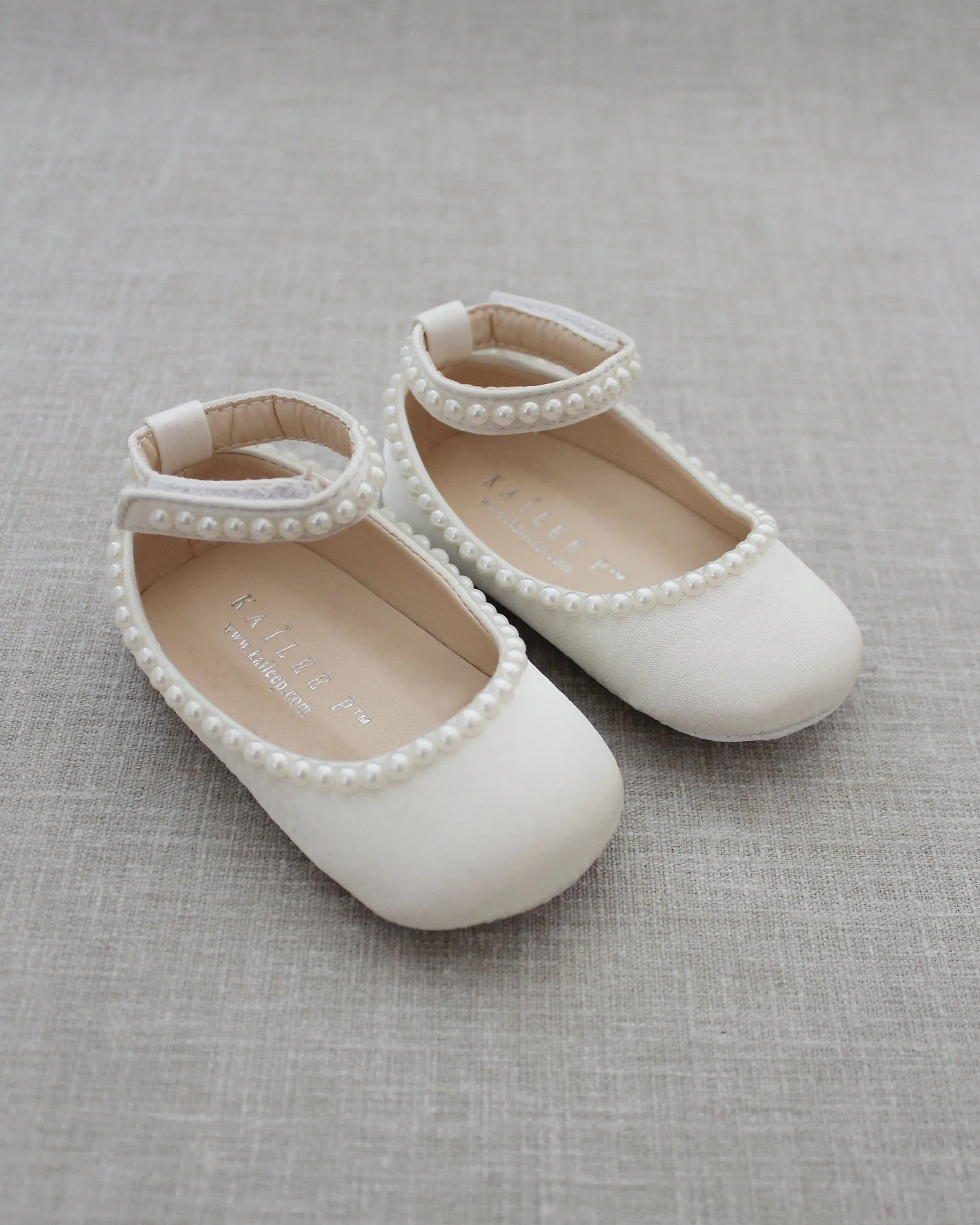 Ivory Satin Pearl Flats