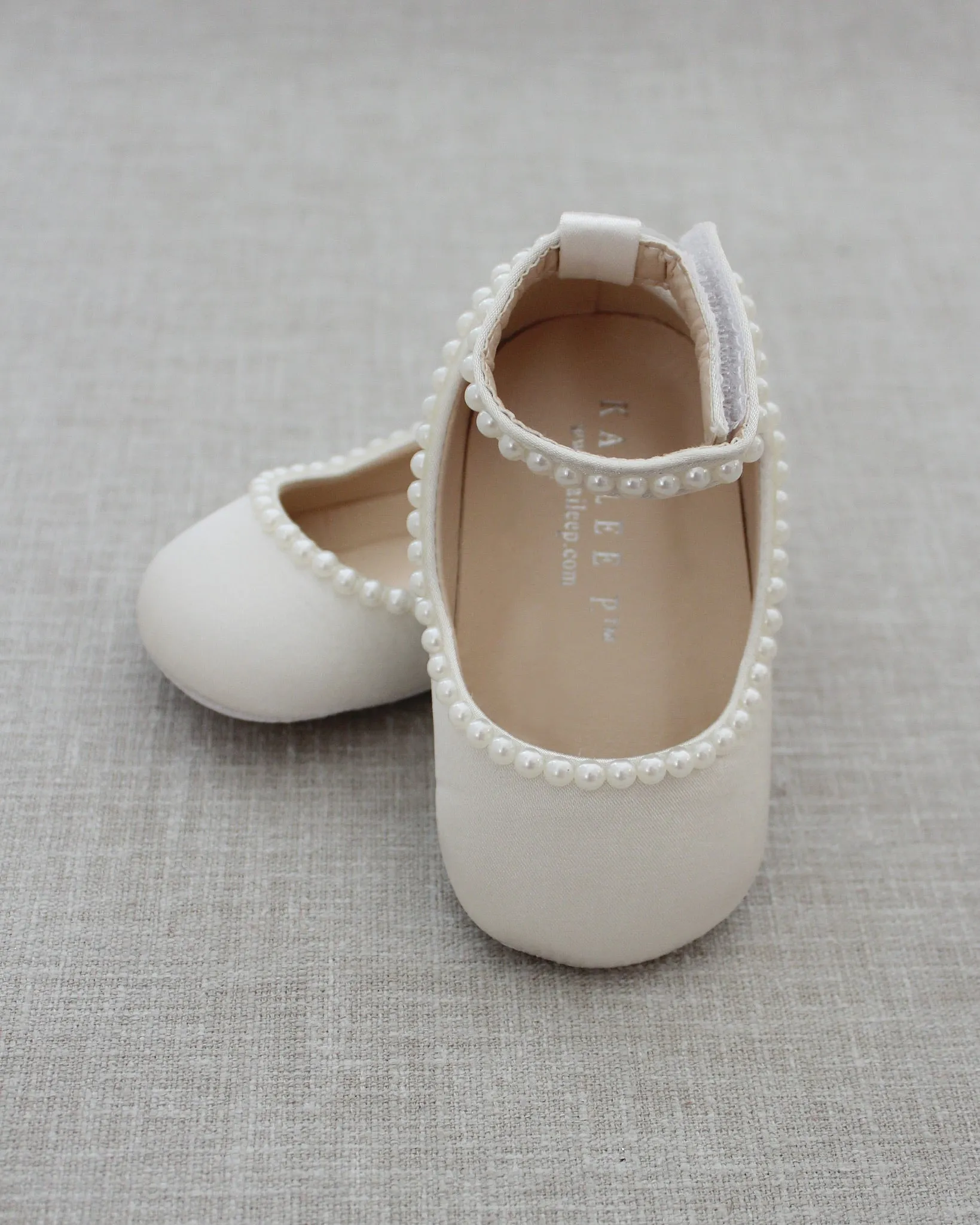 Ivory Satin Pearl Flats