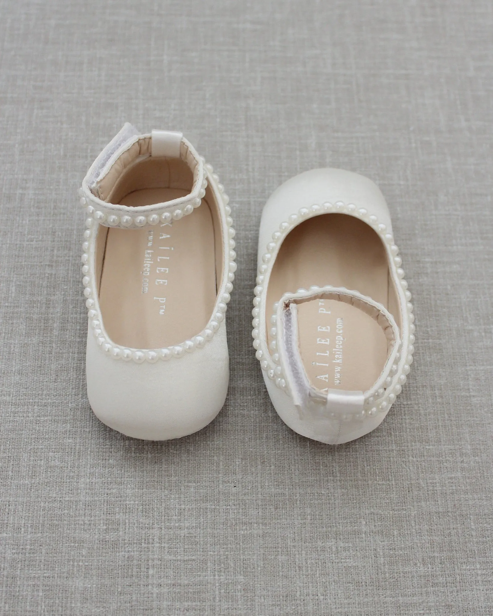 Ivory Satin Pearl Flats