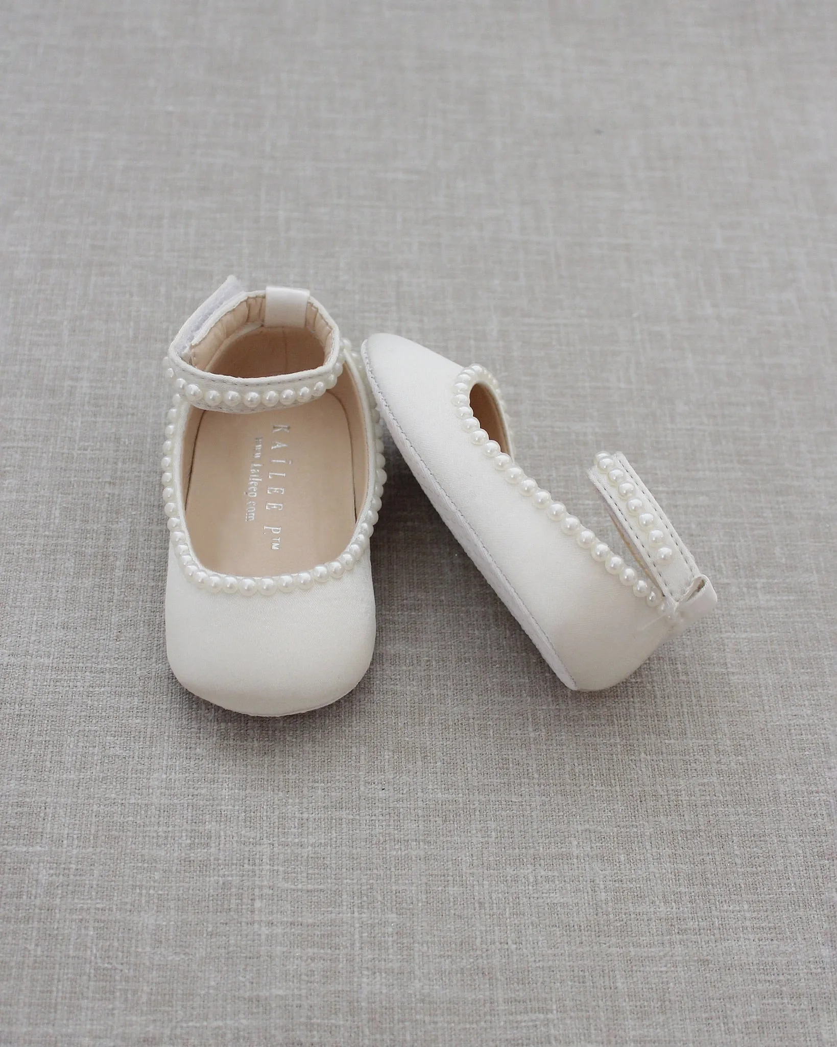 Ivory Satin Pearl Flats