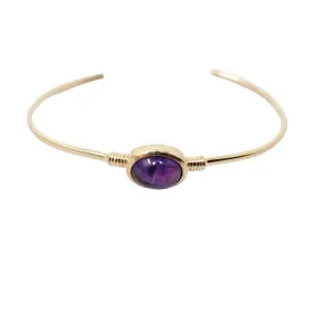 Jewellery | 18ct Gold Plated Purple Amethyst Bangle | Harfi