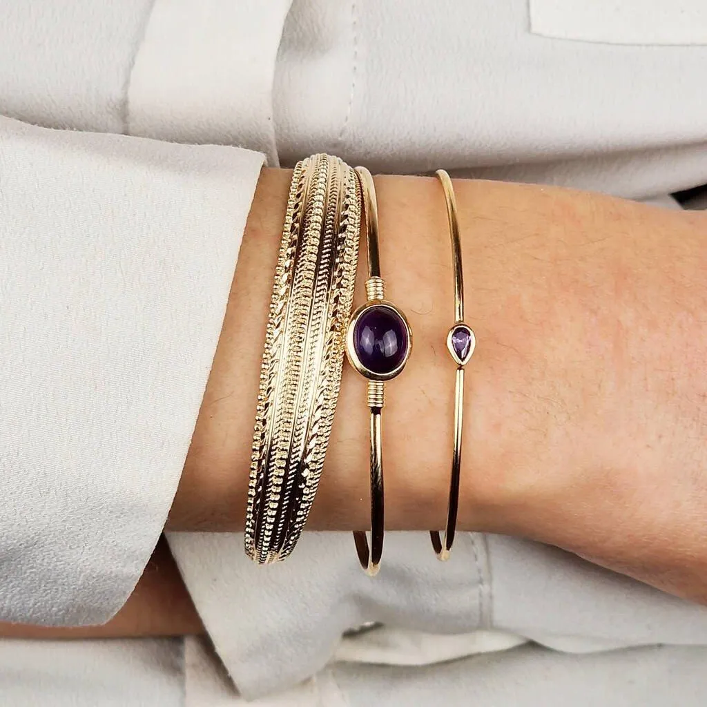 Jewellery | 18ct Gold Plated Purple Amethyst Bangle | Harfi