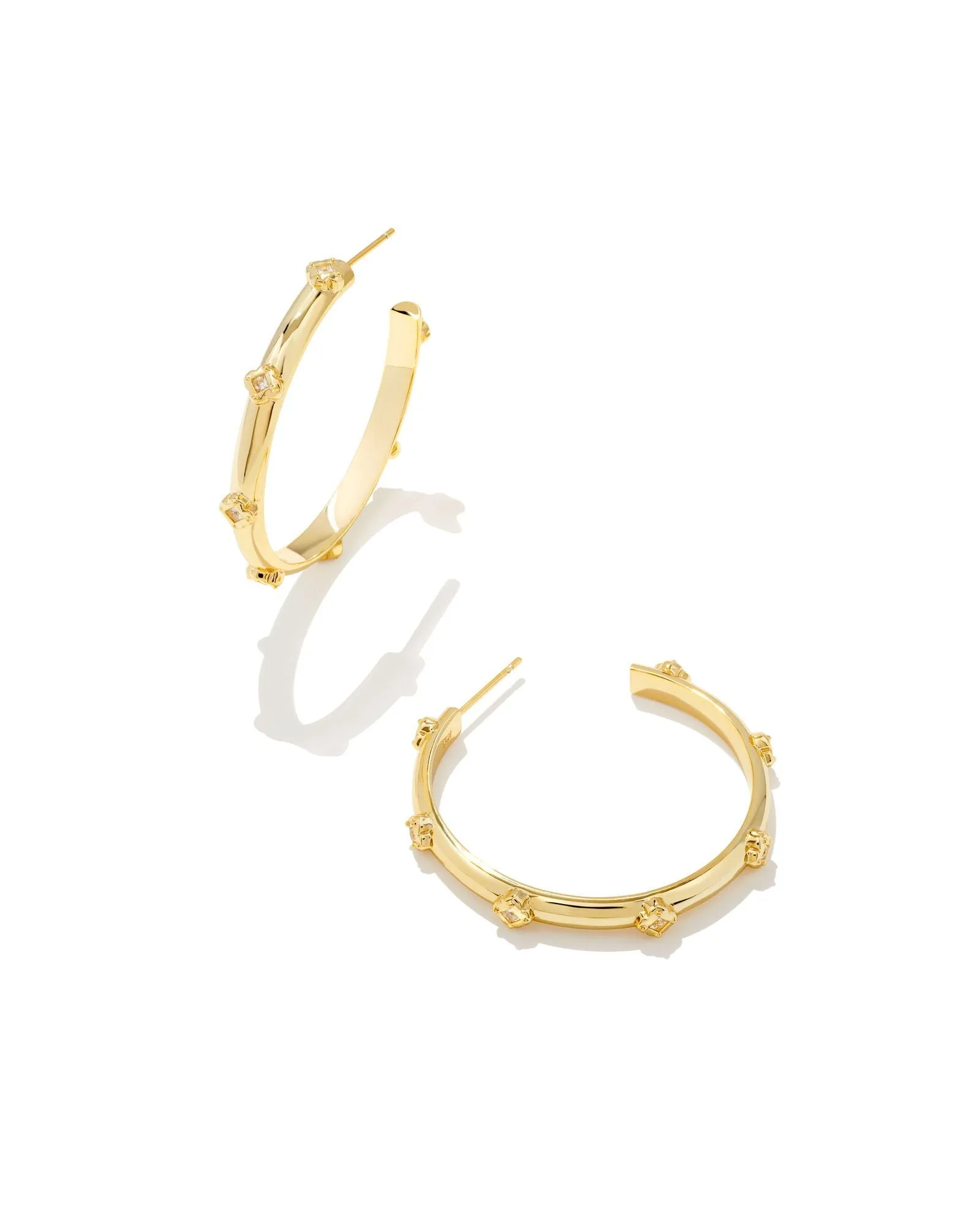 Joelle Gold White Crystal Hoop Earring