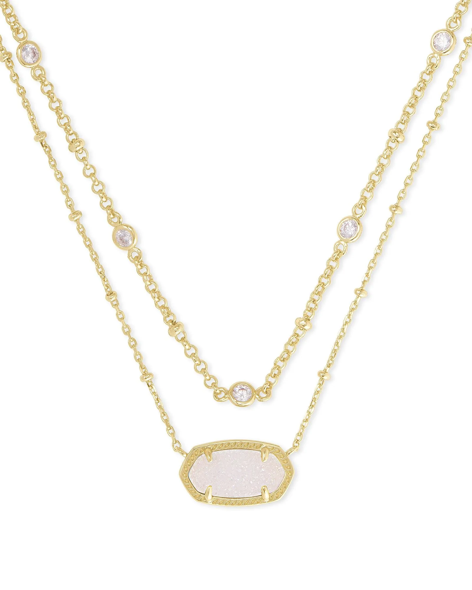 Kendra Scott Elisa Crystal Gold Iridescent Drusy - Multi Strand