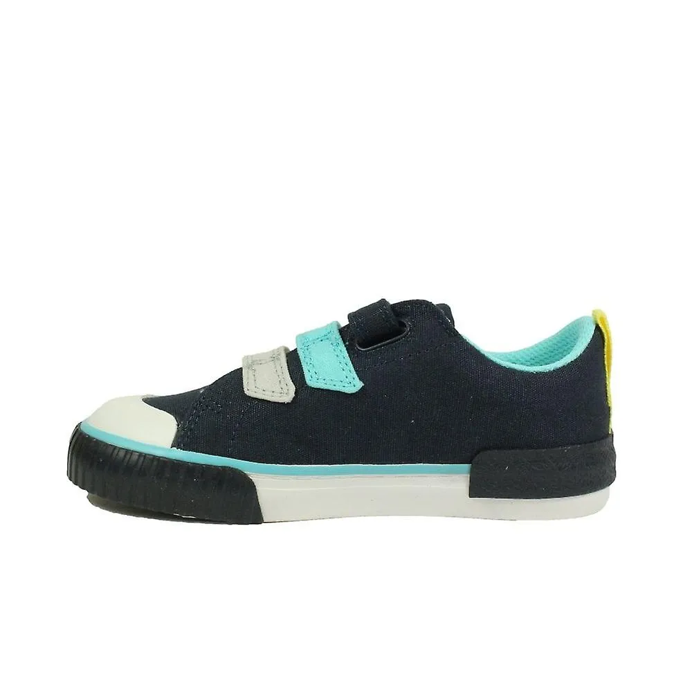 Kids Clarks Foxing Tail Kids | Navy Combi | Childrens Riptape Shoes