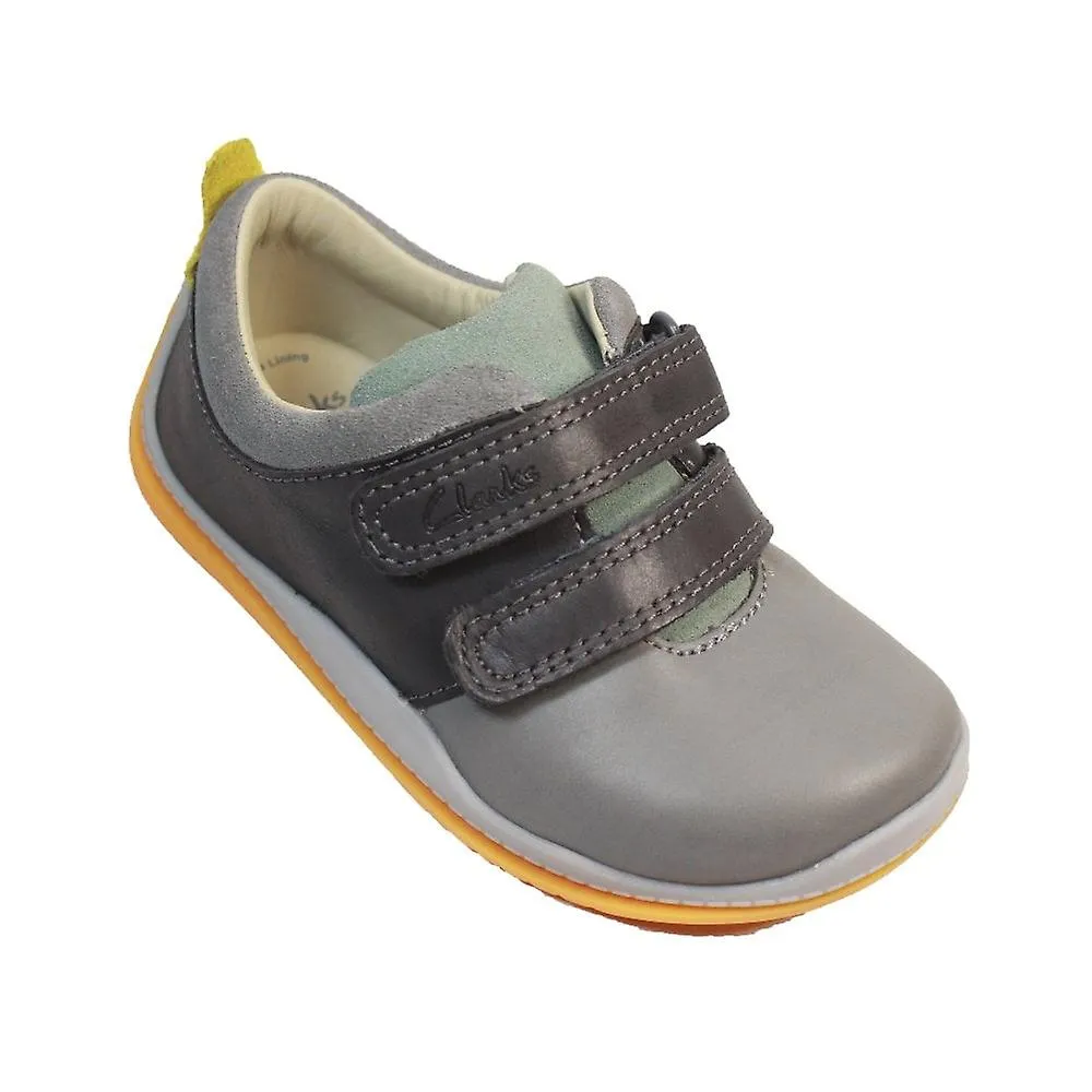 Kids Clarks Noodle Fun Toddler | Grey/Green Combi | Childrens First Shoes