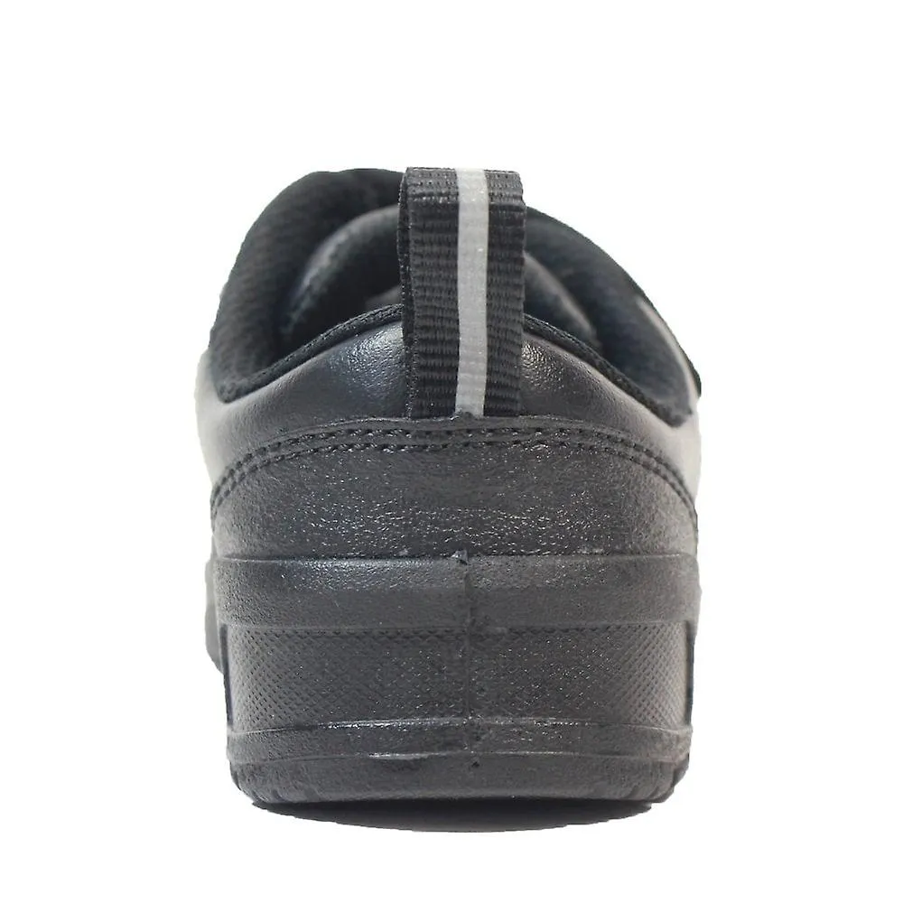 Kids Clarks Palmer Steggy Kids | Black Leather | Boys Rip Tape School Shoes