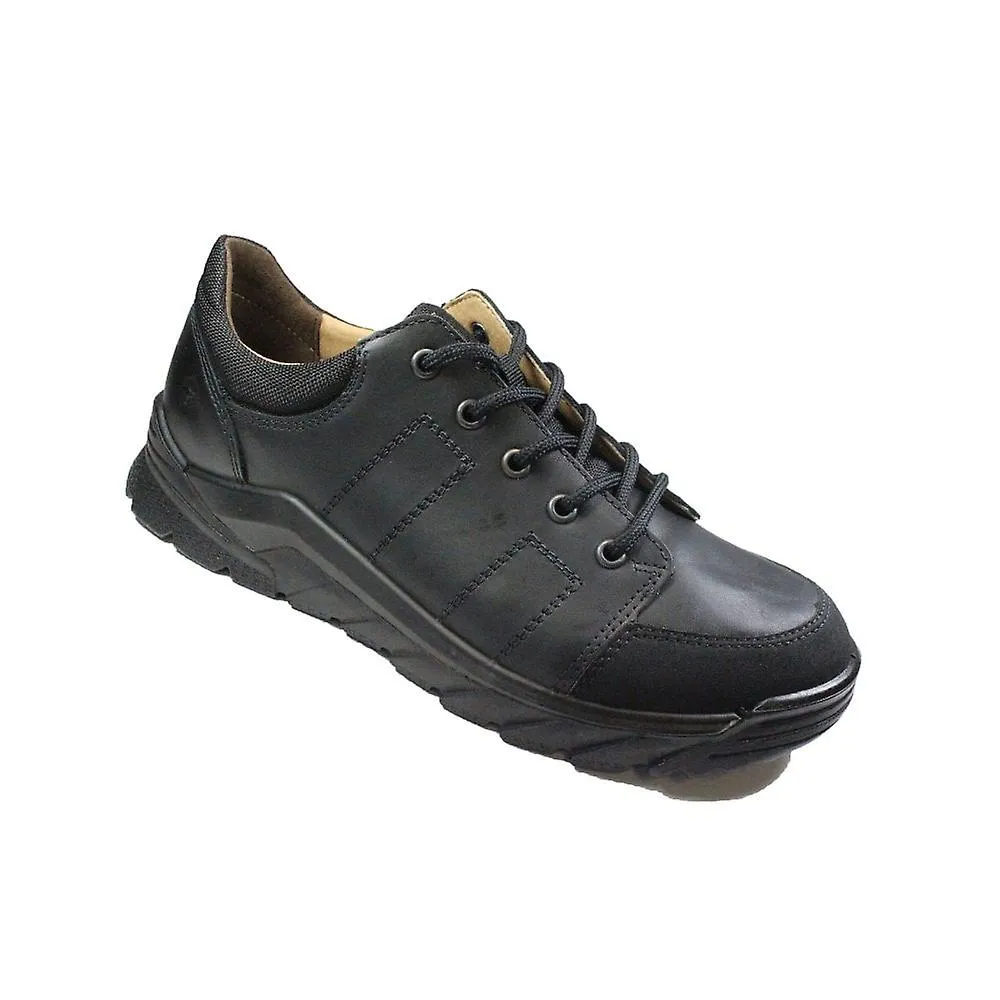 Kids Ricosta Nate | Black Leather | Wide Width | Boys Lace Up School Shoes