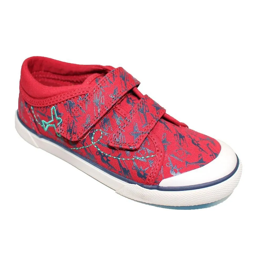 Kids Start-Rite Zoom |Red Canvas | Childrens Rip Tape Shoes