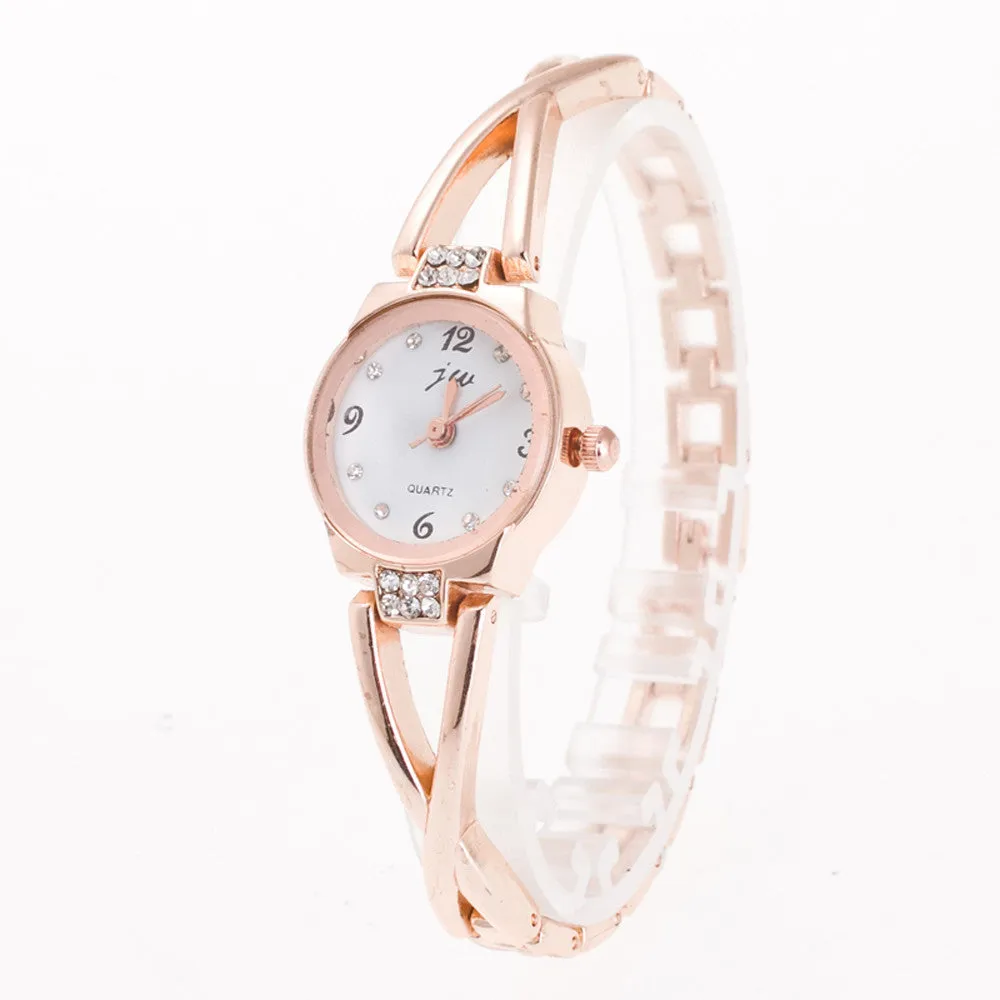 Ladies Watches Luxury Women's Minimalism Rhinestone Golden Stainless Steel Wrist Watch Feida