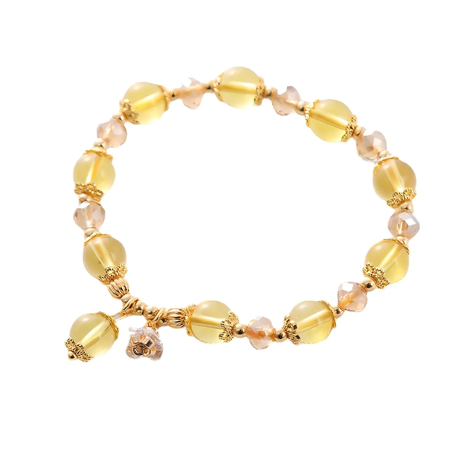 Luxyin Virginia Citrine Crystal Bead Bracelet