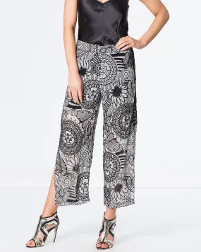 Mandela Printed Beaded Wide Leg Pants