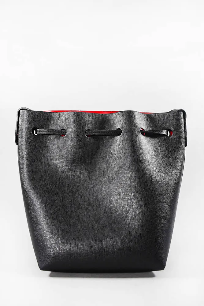 Mansur Gavriel Black Leather Bucket Bag + Shoulder Strap