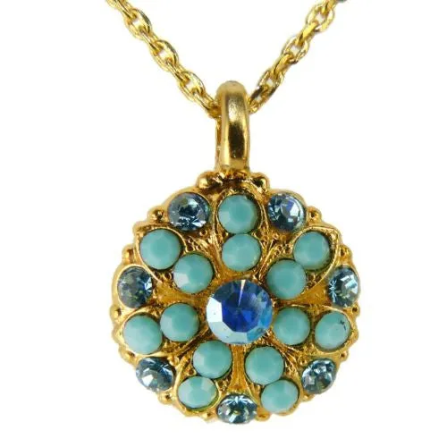 Mariana Guardian Angel Crystal Pendant Gold Necklace Turq Blue 2677