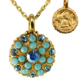 Mariana Guardian Angel Crystal Pendant Gold Necklace Turq Blue 2677