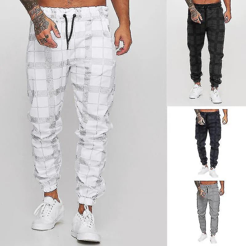 Men's Plaid 3d Digital Printing Casual Pants Fitness Pencil Pants