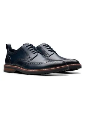 Men’s Navy Leather Aldwin Limit Shoes by Clarks | Look Again