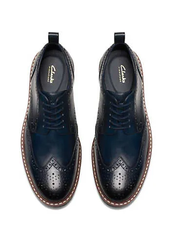 Men’s Navy Leather Aldwin Limit Shoes by Clarks | Look Again