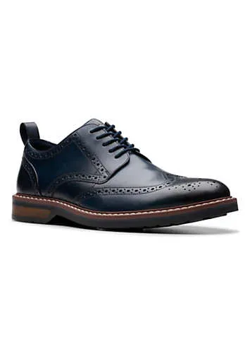 Men’s Navy Leather Aldwin Limit Shoes by Clarks | Look Again