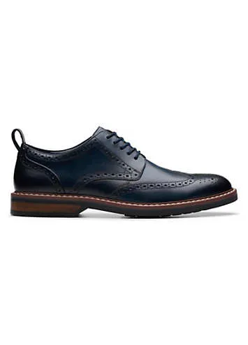 Men’s Navy Leather Aldwin Limit Shoes by Clarks | Look Again