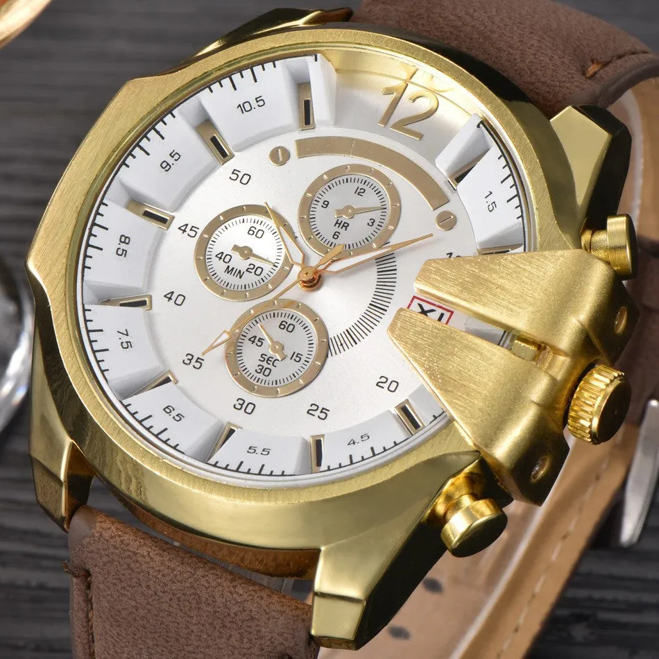 Men's Analog Steel Case Quartz Dial Synthetic Leather Wrist Sport Watch Gift Watches Clock Men Watch XI