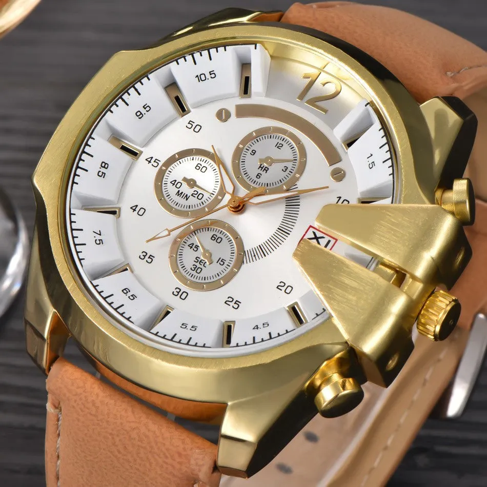 Men's Analog Steel Case Quartz Dial Synthetic Leather Wrist Sport Watch Gift Watches Clock Men Watch XI