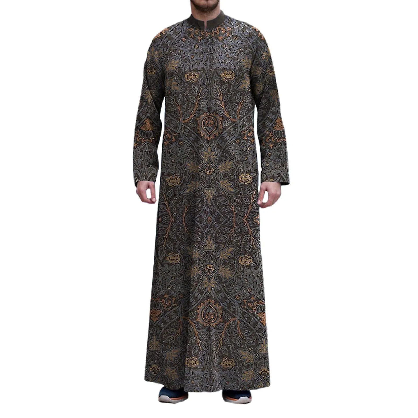 Middle East Jubba Thobe Long Sleeves Men Muslim Robe Traditional Muslim Clothing