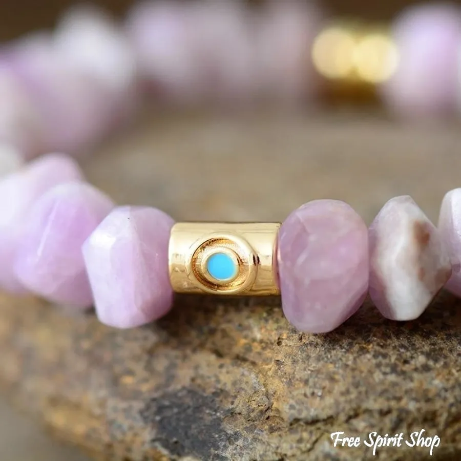 Natural Purple Quartz Hamsa Hand Bead Bracelet