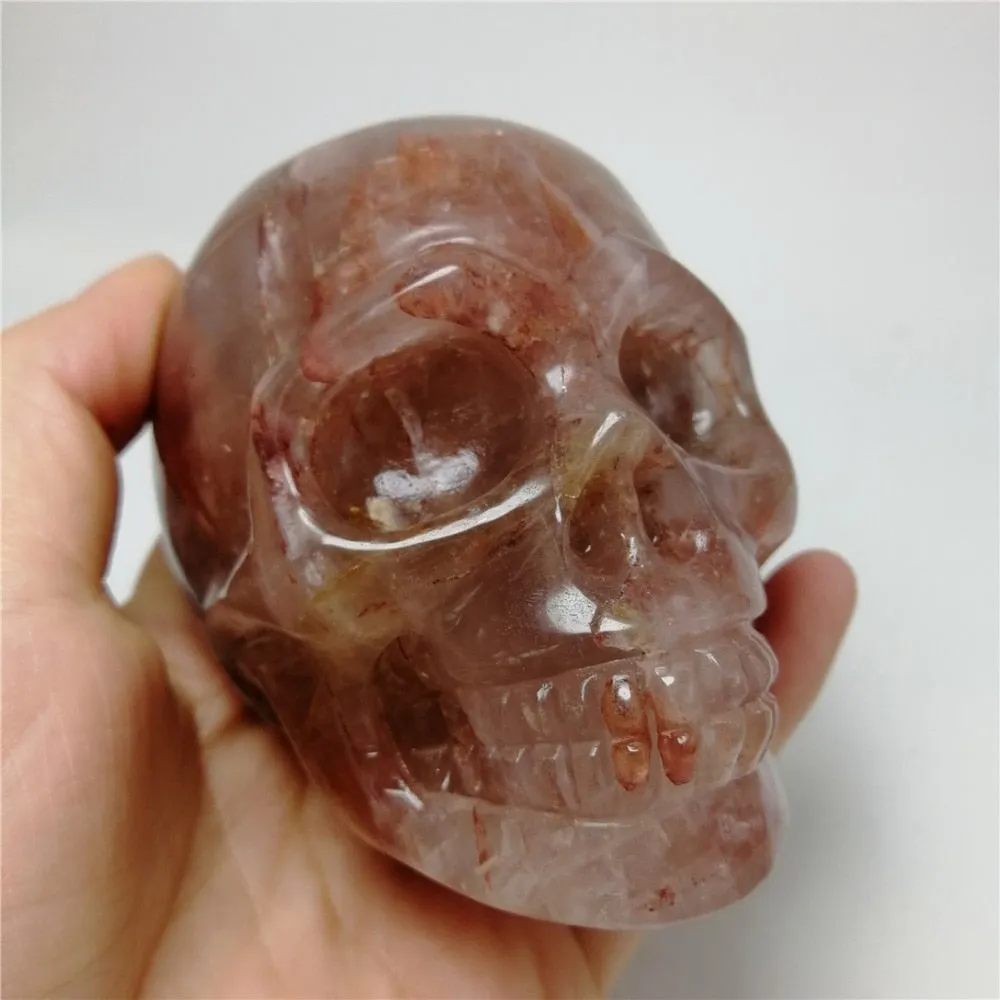 Natural Rose Quartz Crystal Skull