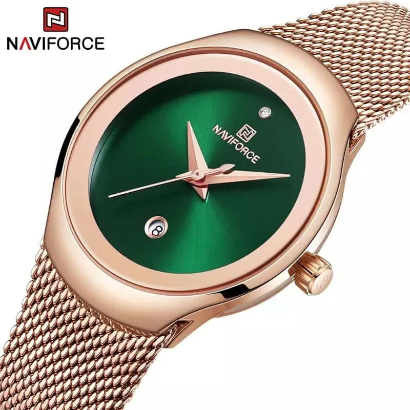 Naviforce Women's Trendy Bracelet Watch - Green Dial