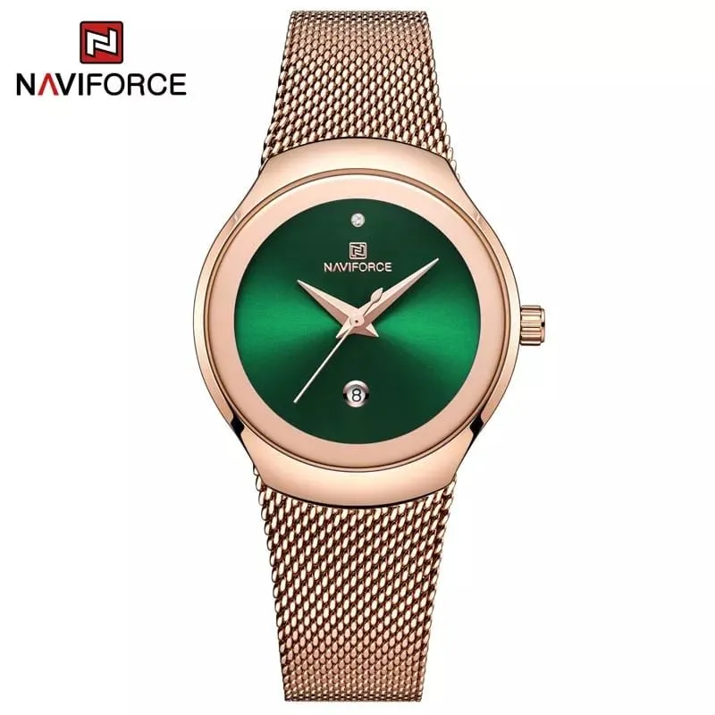 Naviforce Women's Trendy Bracelet Watch - Green Dial