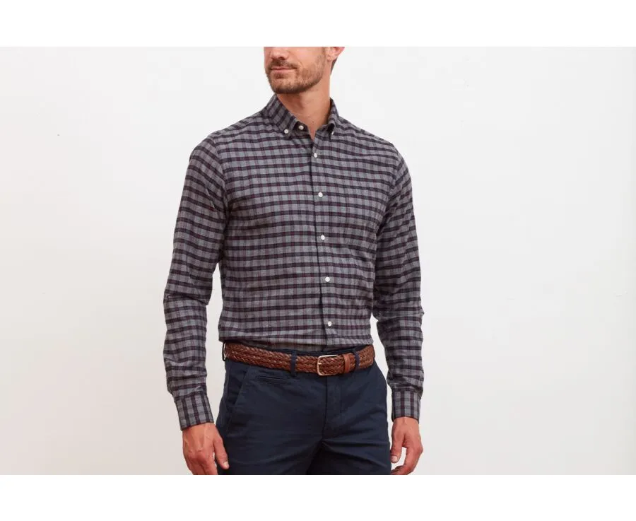 Navy and Grey check flannel shirt - FRANKLIN