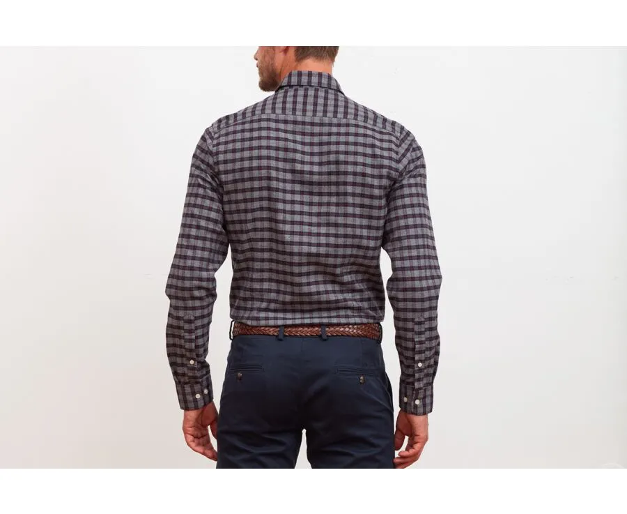 Navy and Grey check flannel shirt - FRANKLIN