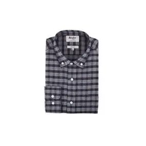 Navy and Grey check flannel shirt - FRANKLIN