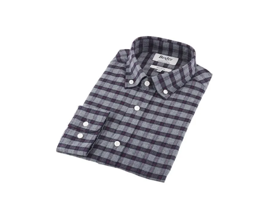 Navy and Grey check flannel shirt - FRANKLIN