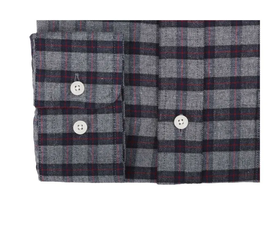 Navy and Grey check flannel shirt - FRANKLIN