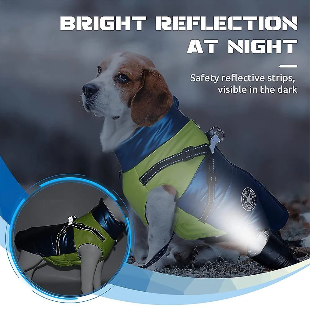 Night Reflective Pet Clothing Waterproof Windproof Dog Cotton Padded Clothes With D-shaped Ring On The Back L