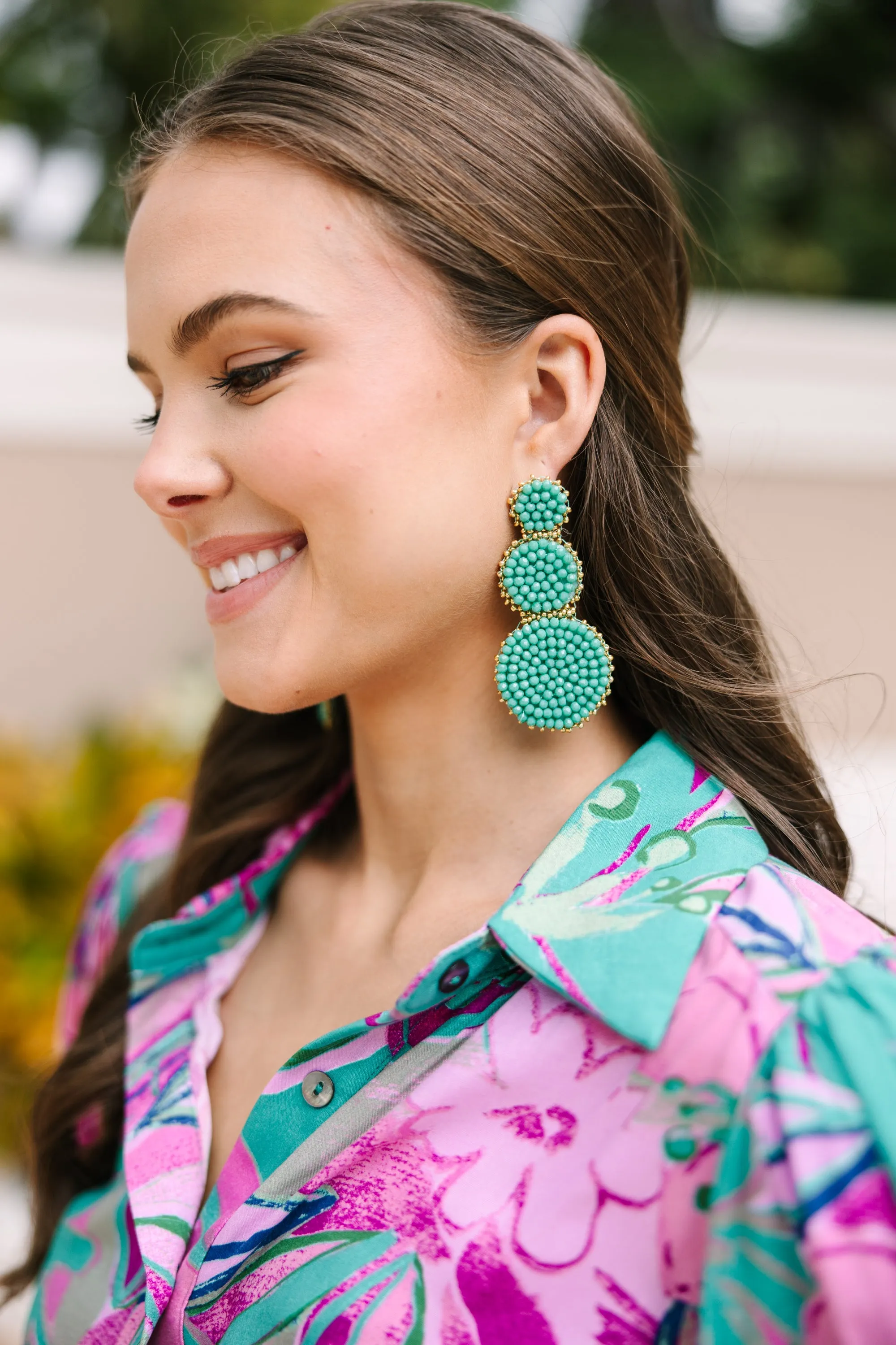 One Green Beaded Earrings | Shop Now!