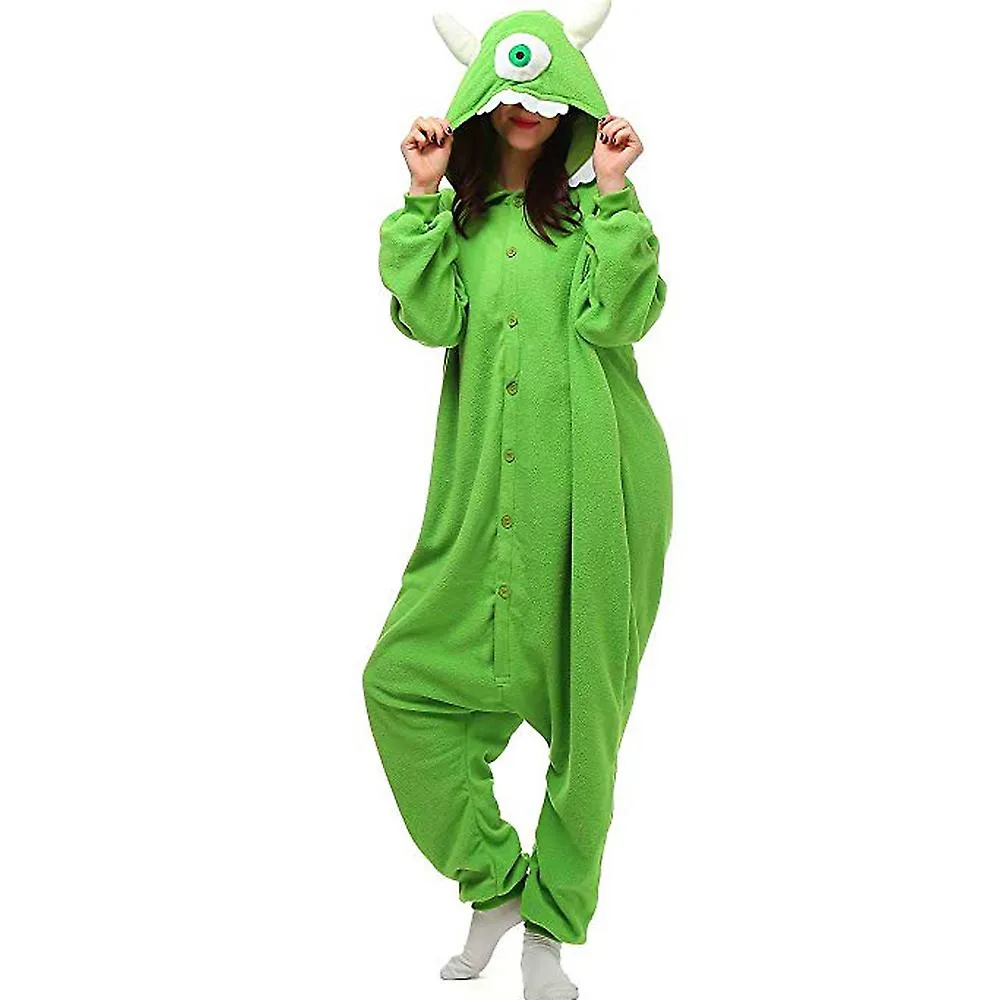 Pajamas fleece onesie adult animal pajamas cartoon green one-eyed monster clothing winter pajamas  funny