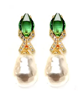 PENDIENTES MUJER JOYERIA CON PERLA BARROCA Y SWAROVSKI