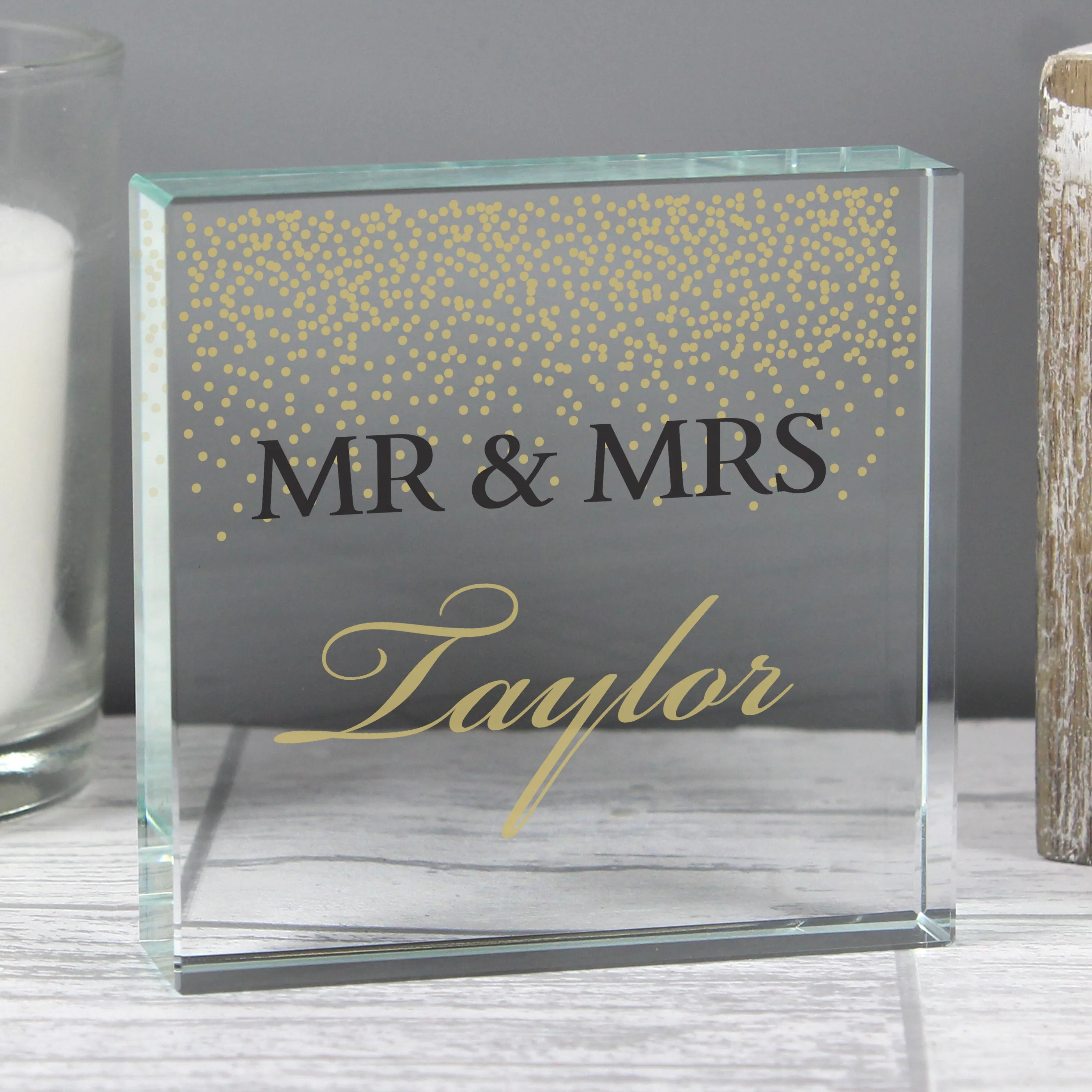 Personalised Gold Confetti Crystal Token