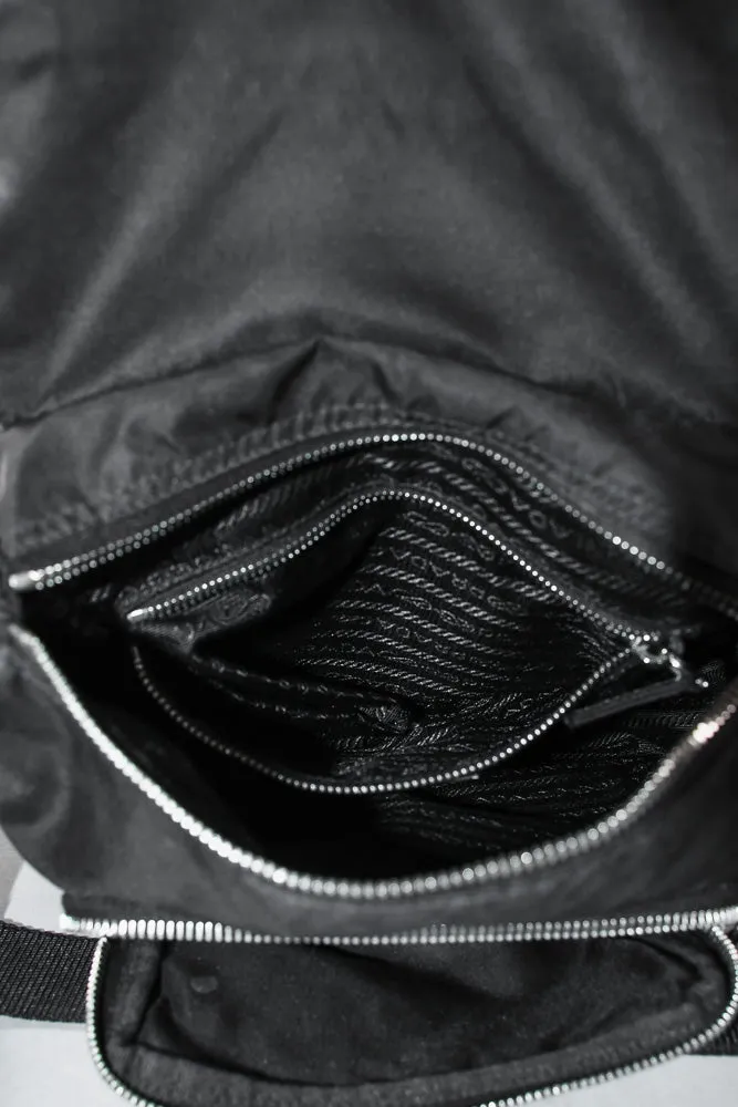 Prada Small Tessuto Messenger Bag in Black Nylon