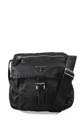 Prada Small Tessuto Messenger Bag in Black Nylon