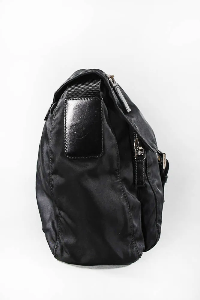 Prada Small Tessuto Messenger Bag in Black Nylon