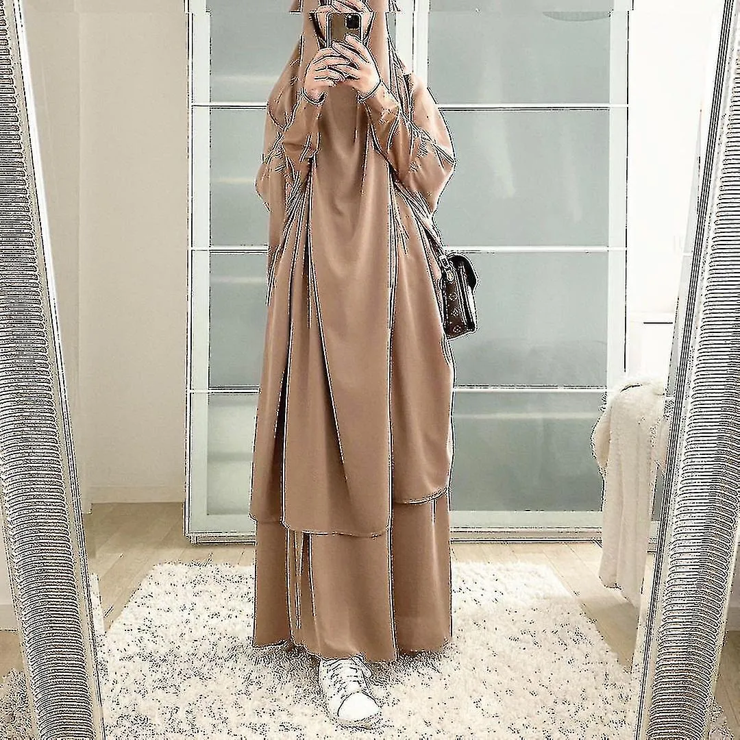 Ramadan Jilbab 2 Piece Abaya Khimar Set Muslim Women Prayer Garment Long Hijab Skirt Islamic Clothing Djellaba Dubai Niqab Burka