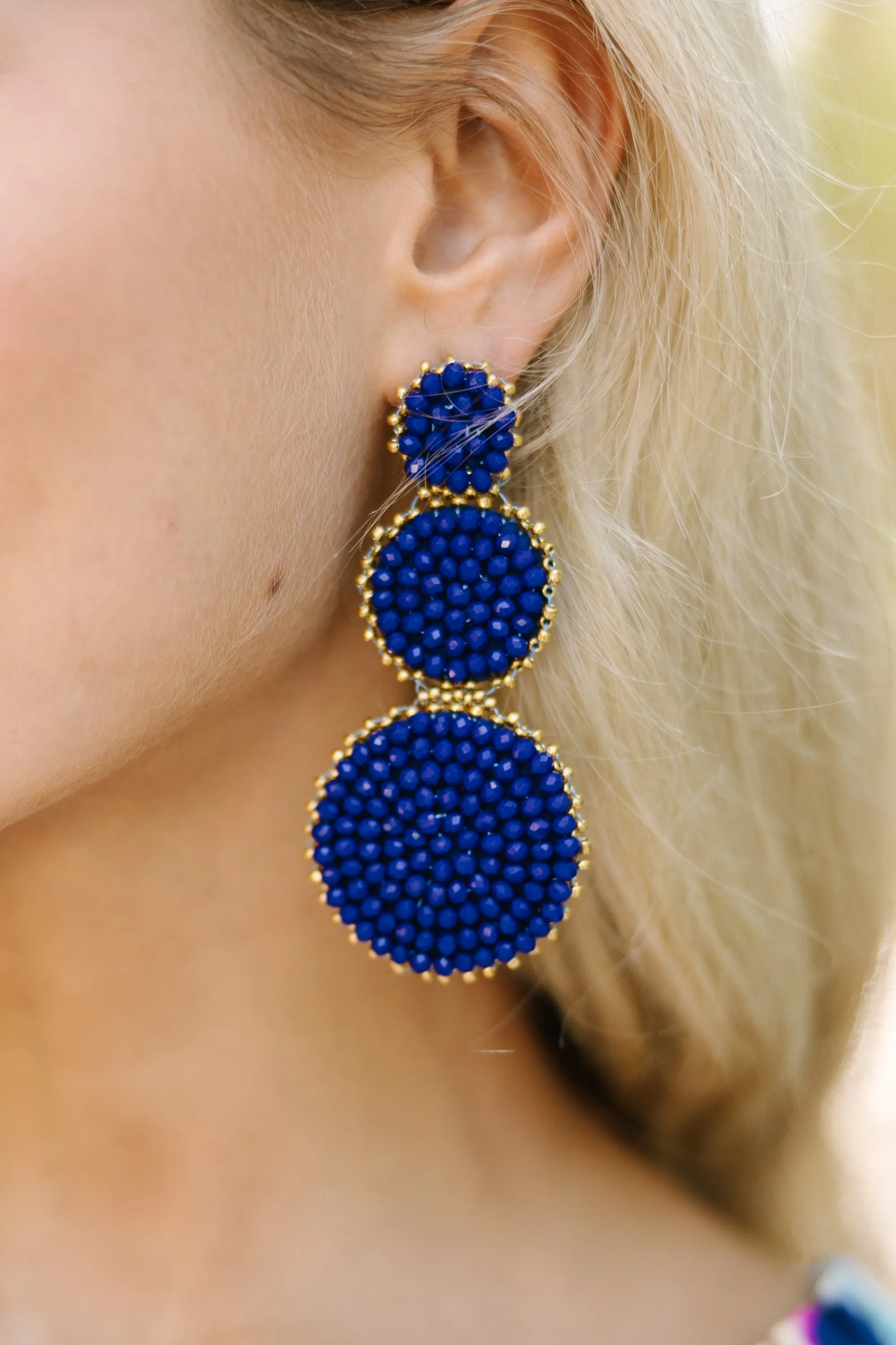 Royal Blue Beaded Earrings