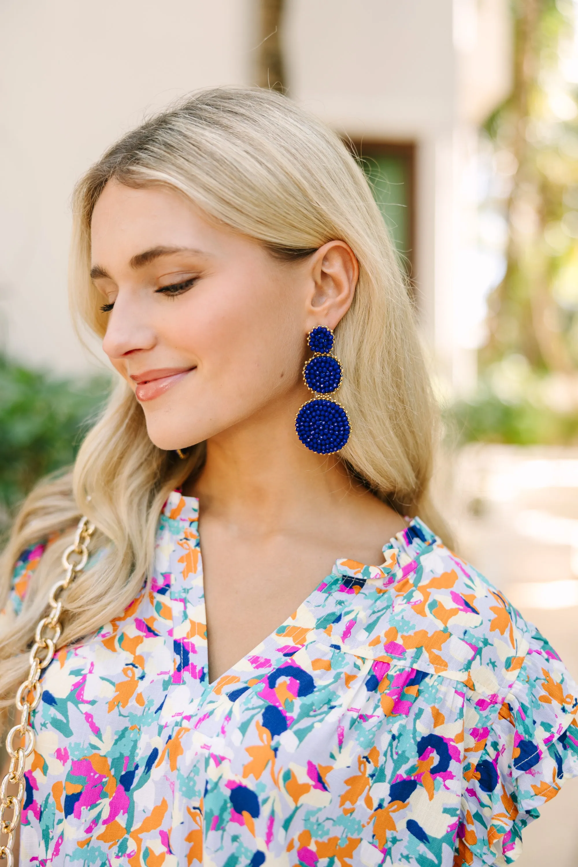 Royal Blue Beaded Earrings