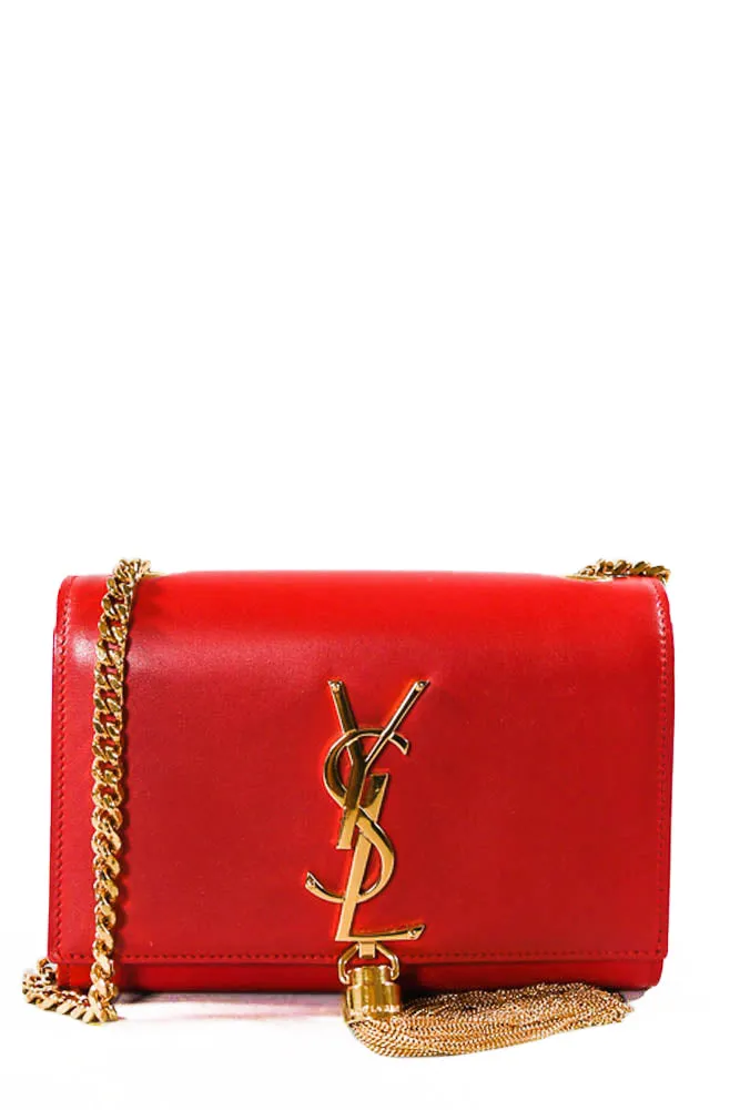 Saint Laurent Red Leather Kate Crossbody Tassel